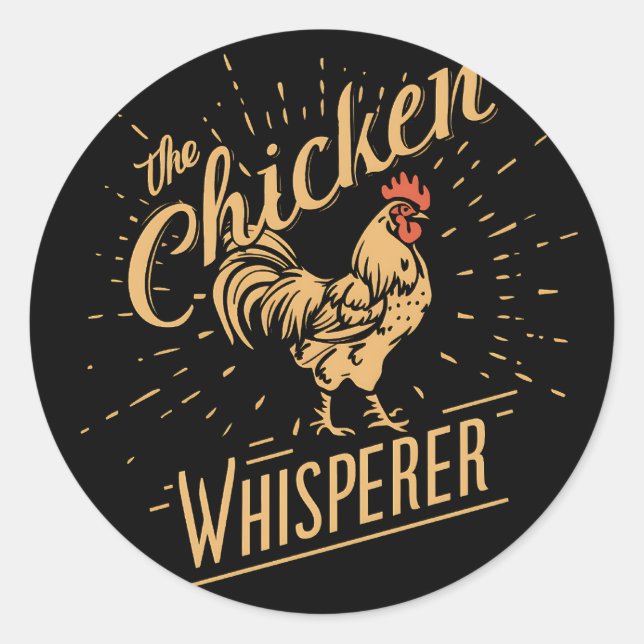 Sticker Rond L'élevage amusant de poulets à Whisperer (Devant)