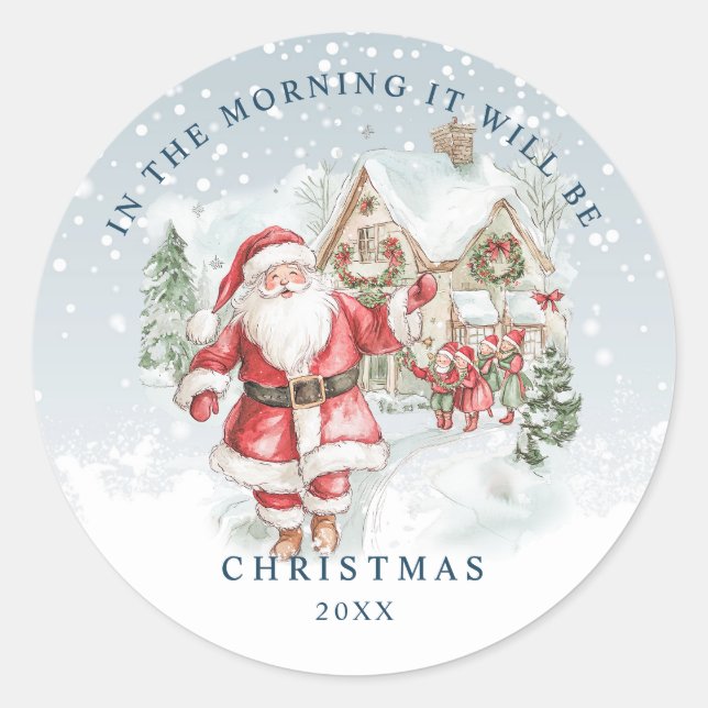 Sticker Rond L'Elfe de Noël enneigé de Noël (Devant)