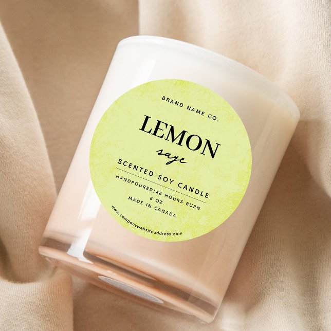 Sticker Rond Lémon moderne jaune rustique (Créateur téléchargé)