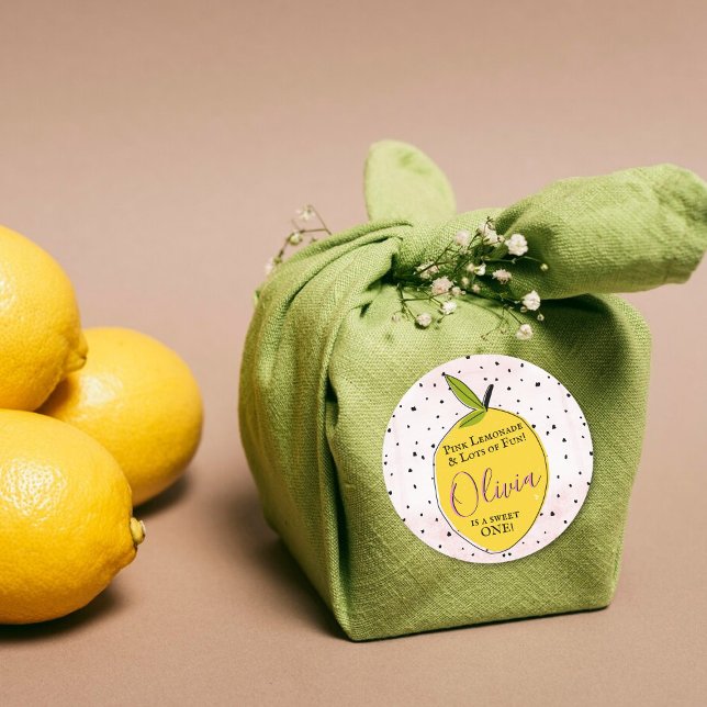 Sticker Rond Lemonade rose moderne 1er anniversaire (Créateur téléchargé)