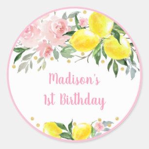Sticker Rond Lemonade Sunshine Rose Or Floral Anniversaire