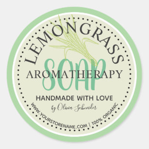 Sticker Rond Lemongrass Aromatherapy Soap Site Web personnalisé