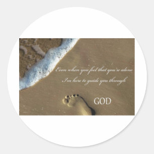 Sticker Rond L'empreinte de DIEU dans le sable