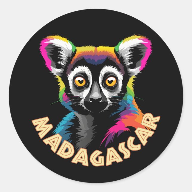 Sticker Rond Lémur de Madagascar (Devant)