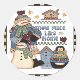 Sticker Rond L'endroit de neige aiment à la maison