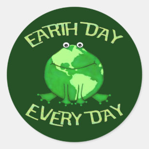 Sticker Rond L'environnement vert de grenouille de globe