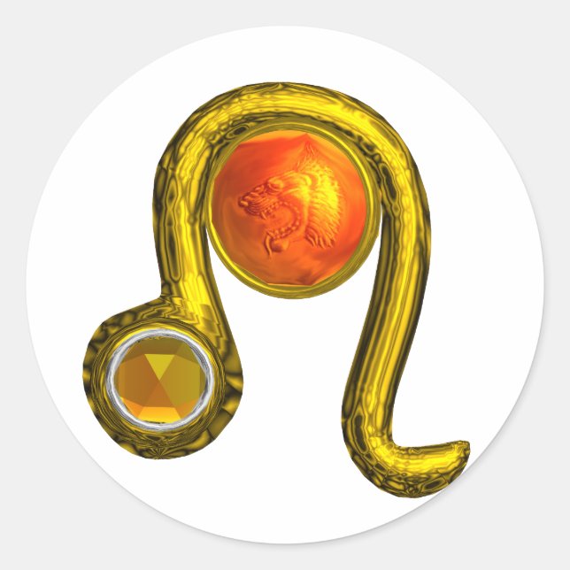 STICKER ROND LEO / GOLD ZODIAC SIGNE D'ANNIVERSAIRE ET TOPAZ GE (Devant)