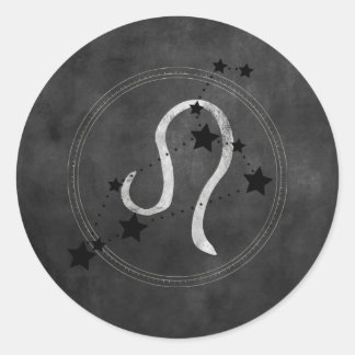 Sticker Rond Leo le Lion noir constellation d'argent zodiac
