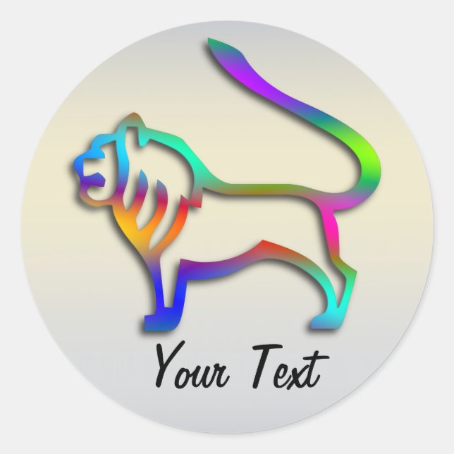 Sticker Rond Leo Lion Zodiac étoile signe Rainbow Couleur (Devant)