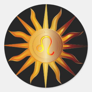 Sticker Rond Léo Soleil Signe du Feu Mois de naissance Rouge & 
