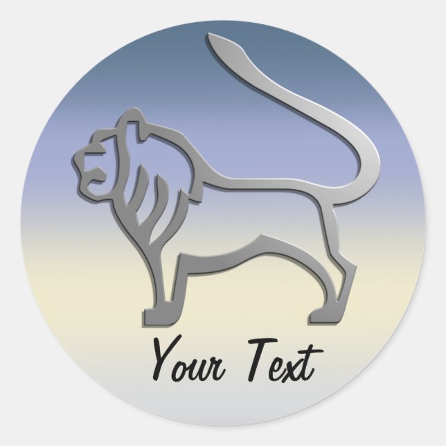 Sticker Rond Leo Zodiac Lion Star Connexion Argent clair (Devant)