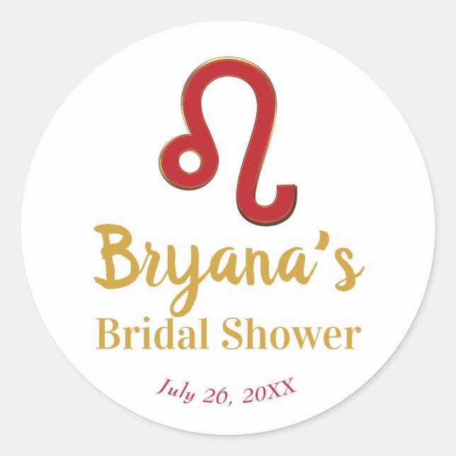 Sticker Rond LEO Zodiaque Juillet Août Astrologie Baby Shower (Devant)