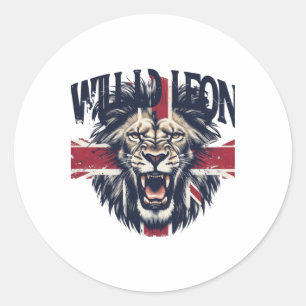 Sticker Rond Leon sauvage Londres Le rugissement du patrimoine