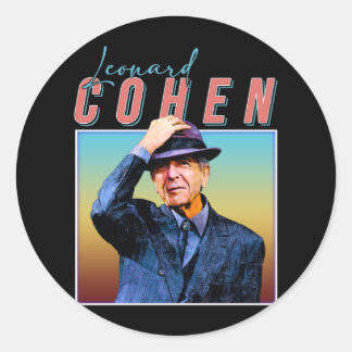 Sticker Rond Leonard Cohen Retro Style musique cadeaux