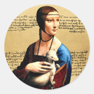 Sticker Rond Léonard de Vinci Lady avec Ermine