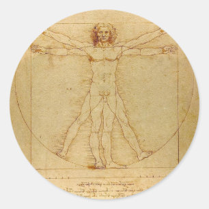 Sticker Rond Leonardo da Vinci - peinture d'homme de Vitruvian