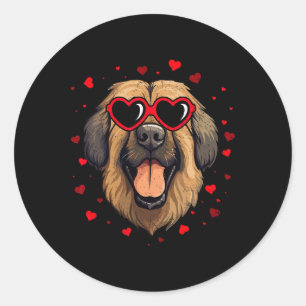 Sticker Rond Leonberger Saint-Valentin Cœur Amoureux de Chiens