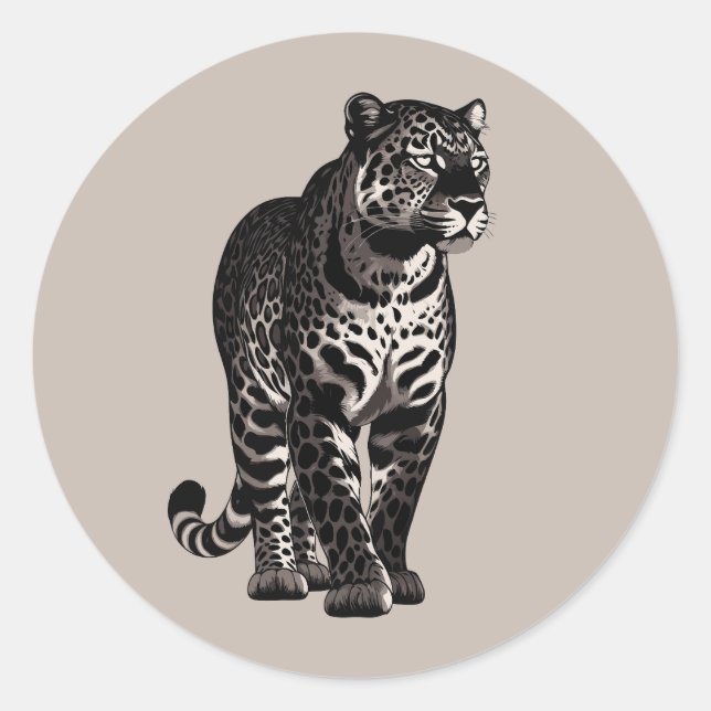 Sticker Rond Leopard Animal Standing (Devant)