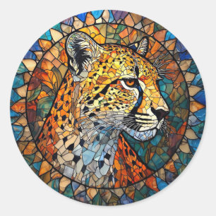 Sticker Rond Léopard aux couleurs vives