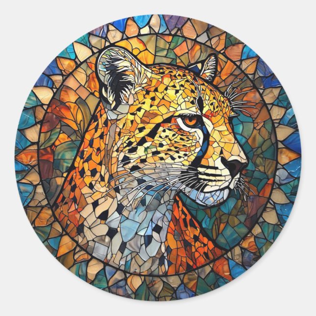 Sticker Rond Léopard aux couleurs vives (Devant)