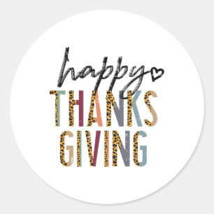 Sticker Rond Leopard Bon thanksgiving mignonne Automne Femmes