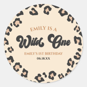 Sticker Rond Leopard Cheetah Imprimer Wild Un 1er anniversaire