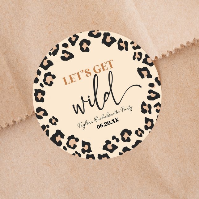 Sticker Rond Leopard Cheetah Wild Bachelorette Week-end (Créateur téléchargé)