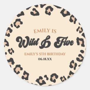 Sticker Rond Leopard Cheetah Wild et la 5e fête d'anniversaire