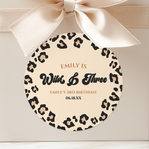 Sticker Rond Leopard Cheetah Wild & Three 3e fête d'anniversair