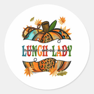 Sticker Rond Leopard Citrouille Automne Automne Thanksgiving La