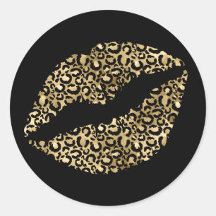 Sticker Rond Leopard d'or et de noir
