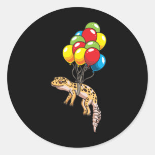 Sticker Rond Leopard Gecko Avec Balloons Cadeau