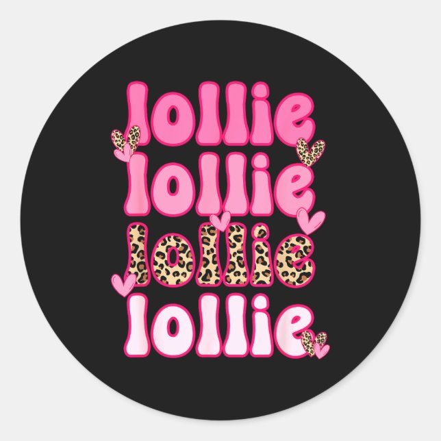 Sticker Rond Leopard Groovy Lollie Valentine's Day Women Valent (Devant)