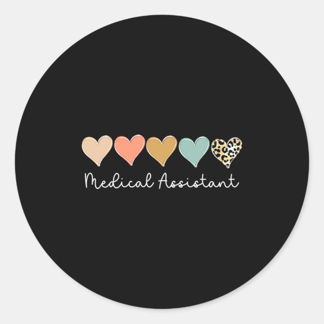 Sticker Rond Leopard Hearts Valentines Day For Team Medical As  (Devant)