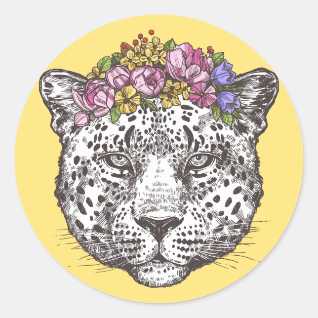 Sticker Rond Leopard Hippie Chic (Devant)