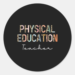 Sticker Rond Leopard Pe enseignant retour à l'école Physique Ed
