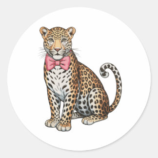 Sticker Rond Leopard Pink Coquette Bow Girly Sublimation Art