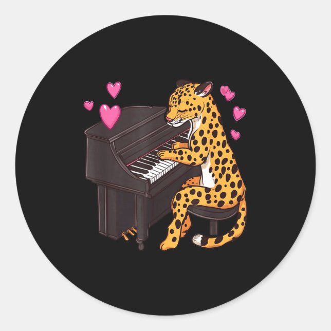 Sticker Rond Leopard Playing Ano Valentines Day Funny Leopard  (Devant)