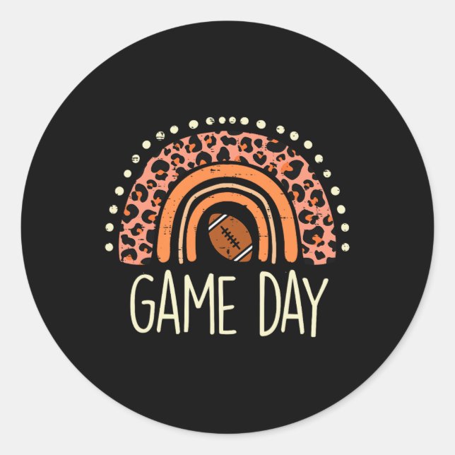 Sticker Rond Leopard Rainbow American Football Jour Sport W (Devant)