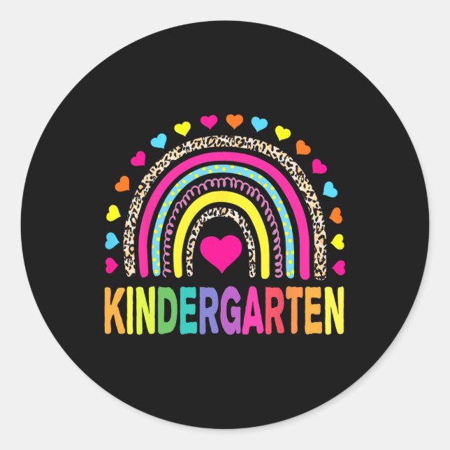 Sticker Rond Leopard Rainbow Kindergarten Enseignant Premier jo (Devant)