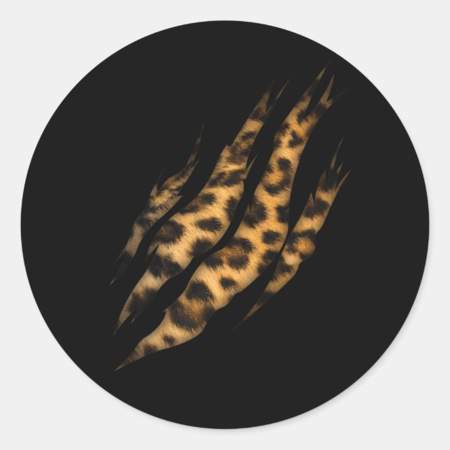 Sticker Rond Leopard Skin Print Torn Claw (Devant)