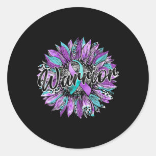 Sticker Rond Léopard Tournesol Guerrier Suicide Turquoise Et Vi