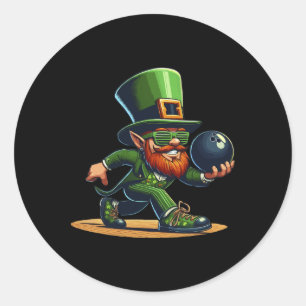Sticker Rond Leprechaun Bowling Bowler Tee St.patricks Day Kids