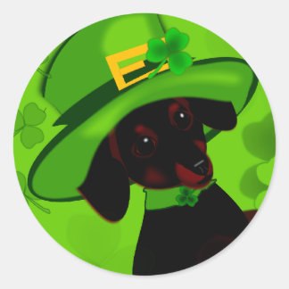 Sticker Rond Leprechaun Doxie