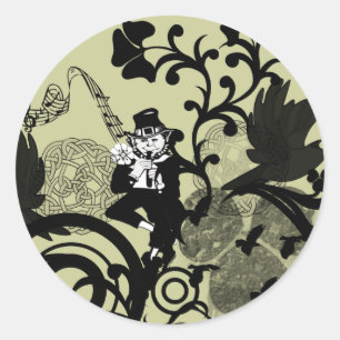 Sticker Rond Leprechaun en noir