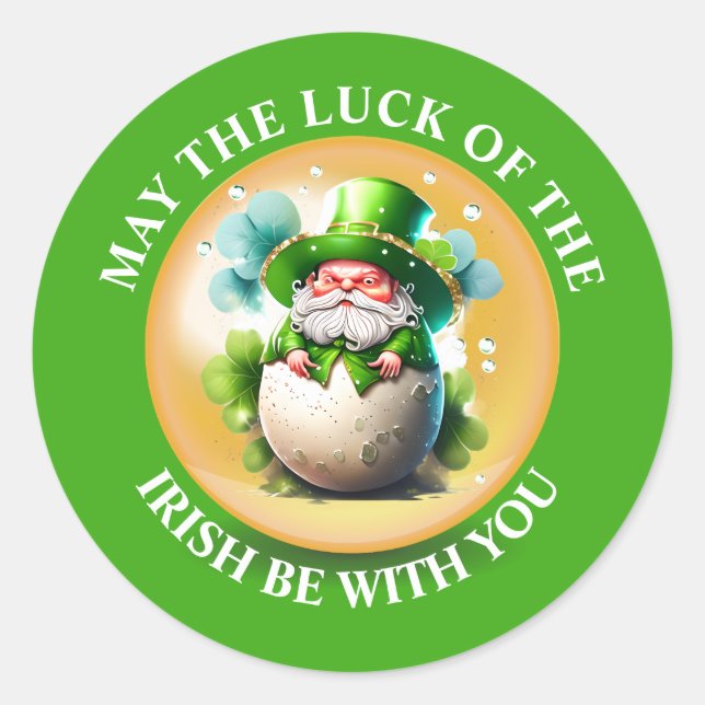 Sticker Rond Leprechaun gnome éclosion de l'oeuf Nouvelles irla (Devant)