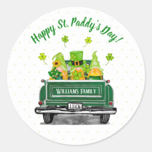 Sticker Rond Leprechaun Gnome Shamrock Bonne St. Paddy's Day