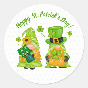 Sticker Rond Leprechaun Gnome Shamrock Bonne St. Patrick's Day