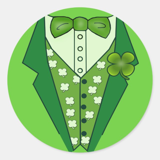 Sticker Rond Leprechaun Irish Vest (Devant)