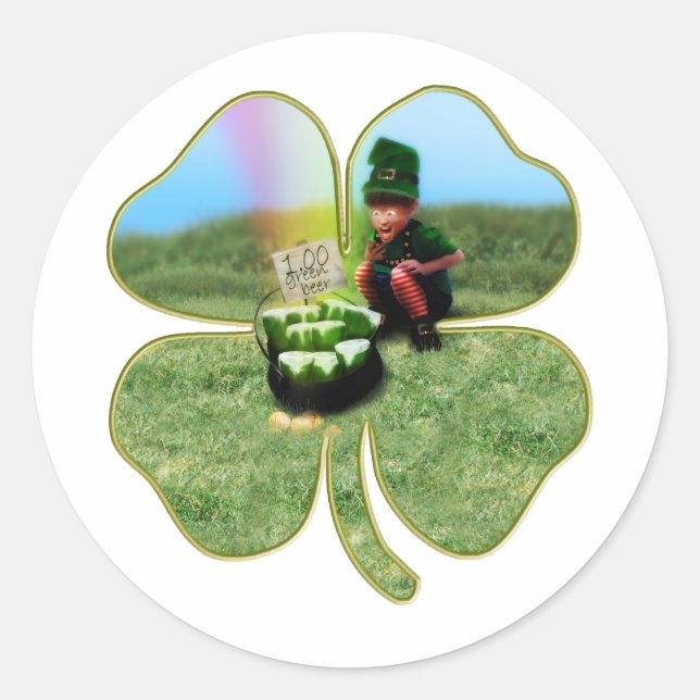 Sticker Rond Leprechaun St. Patrick's Day (Devant)